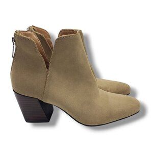 Blondo Stasia Bootie Womens 9 Beige Waterproof Suede Ankle Zipper